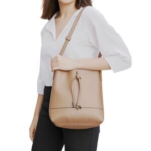 Fashionable Local + Global Leather Beige Tote Bag